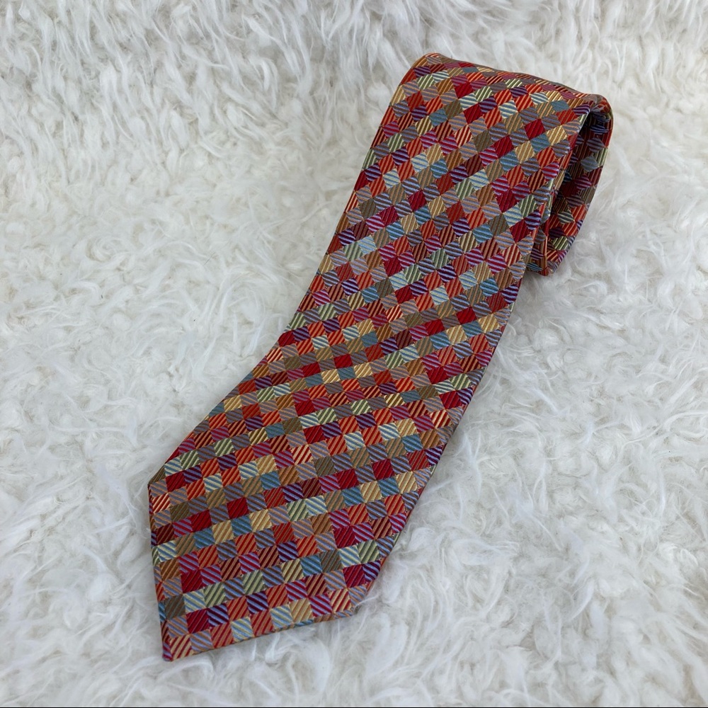 Peacock Men’s Pure Silk Handmade Geo Print Tie